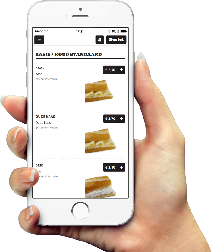 Voorbeeld van onze app op smartphone